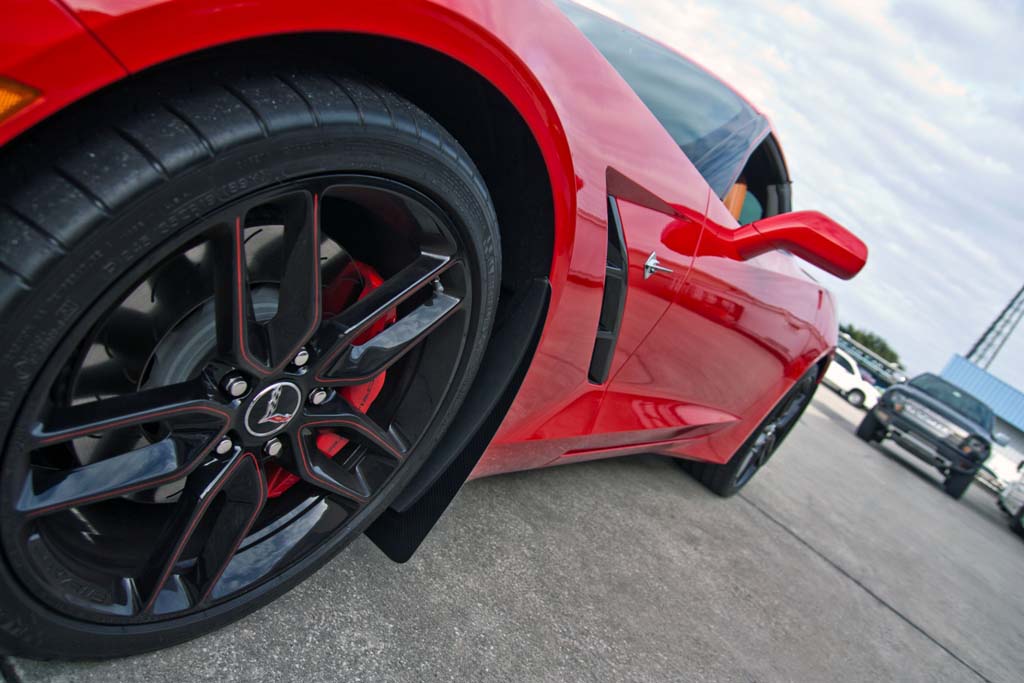 2014-2019 Chevrolet C7 Z06/GS Corvette, Mud Guards, American Car Craft Mud Guards Polished w/ Carbon Fiber Backing 4pc